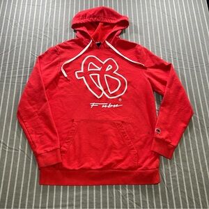 FUBU Mens Red Fleece Pullover Hoodie Sweatshirt Size Medium(38-40)